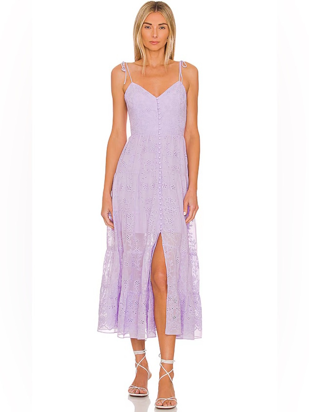 Alice + Olivia purple Shanti midi eyelet dress size 2 sleeveless wedding garden